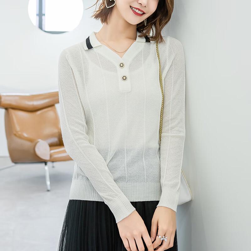 Yiliteng Women's Slim-Fit Knitted Turn-down Collar Top