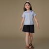 Hacikis Girls' Petal Collar Short-Sleeve Cotton Shirt