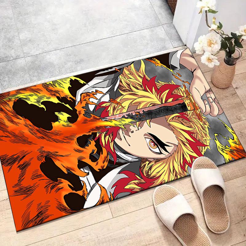 Rengoku Kyoujurou Polyester Carpet, Soft Indoor Mat for Office Chair, Living Room, Computer Desk - Decorative Home Office Rug Design