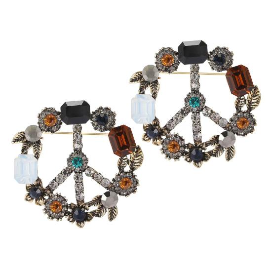 

2Pcs Brooch Pin Cubic Zirconia Floral Leaf Design Alloy Pin Coats Peach Symbol Suits