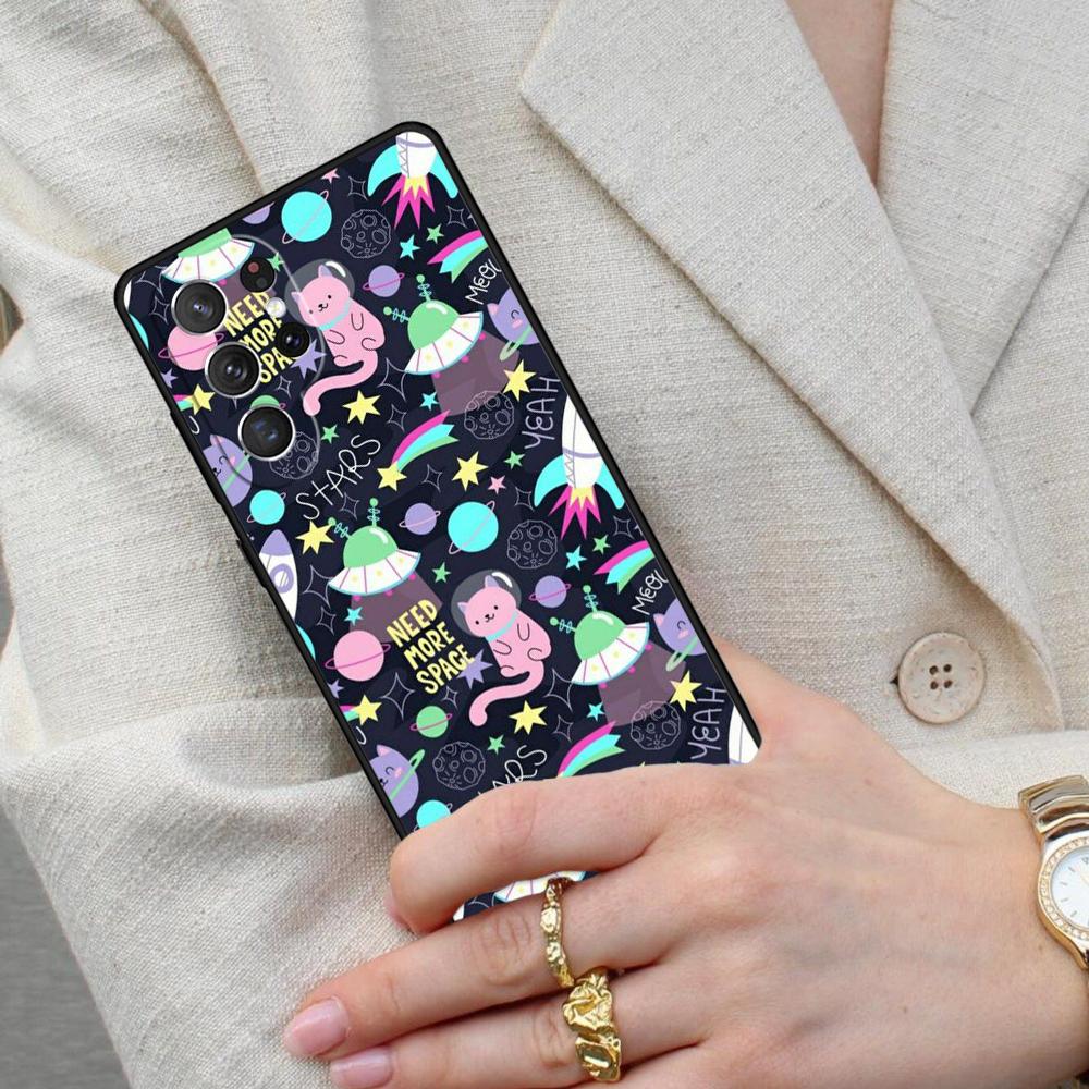 Space Happy Cats Cell Phone Case for Samsung Galaxy S26 Ultra S25 S24 S23 S22 S21 S20 Note10 Cover