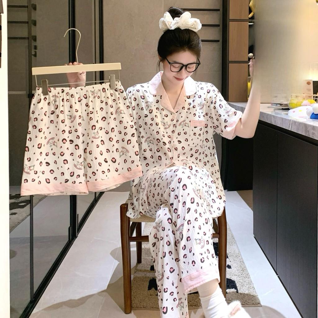 Cloud Cotton Sleepwear Set For Women With Chest Padding Summer Casual Homewear For Girls
