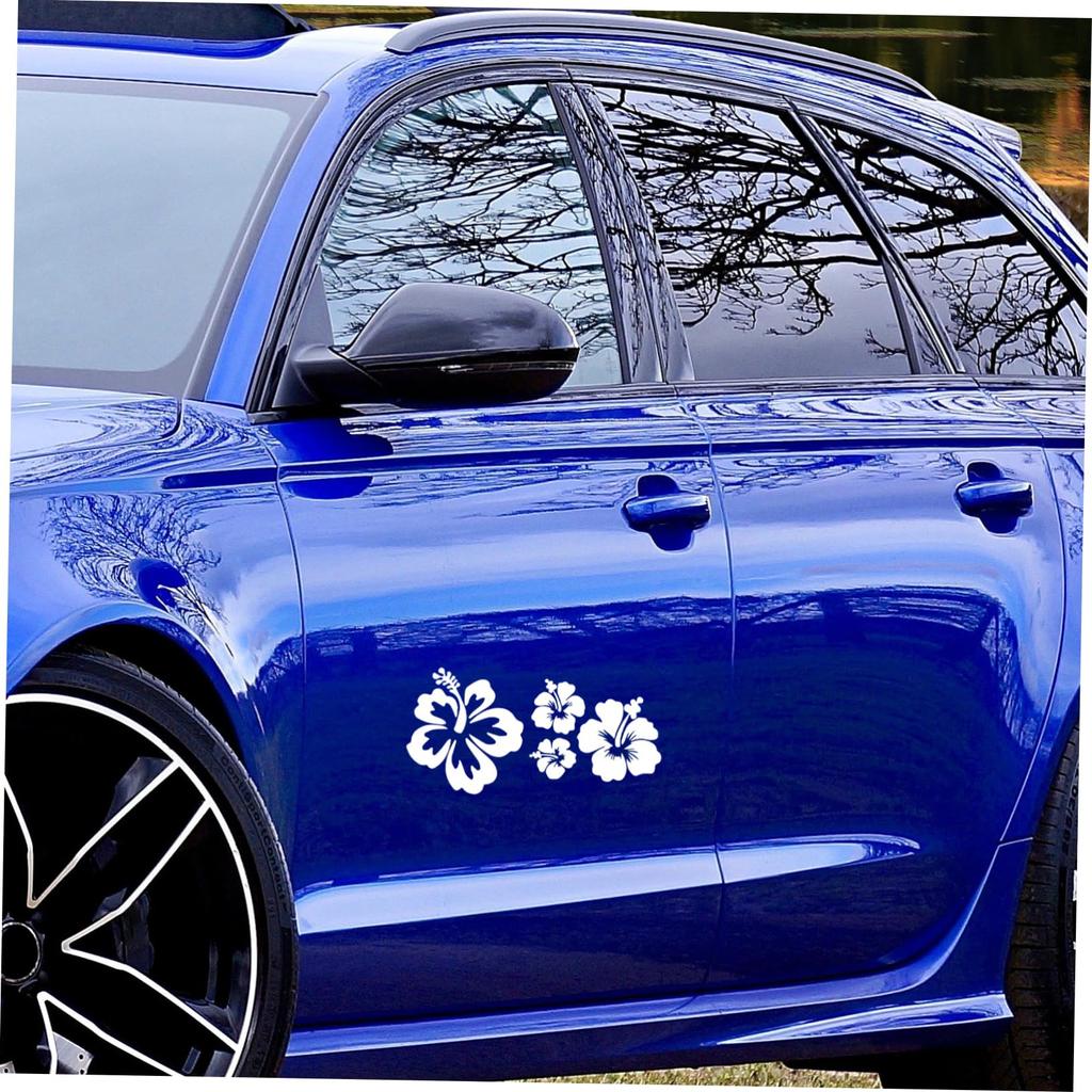 LOORGVEL Set of 3 Hibiscus Flower Stickers Car Body Vinyl