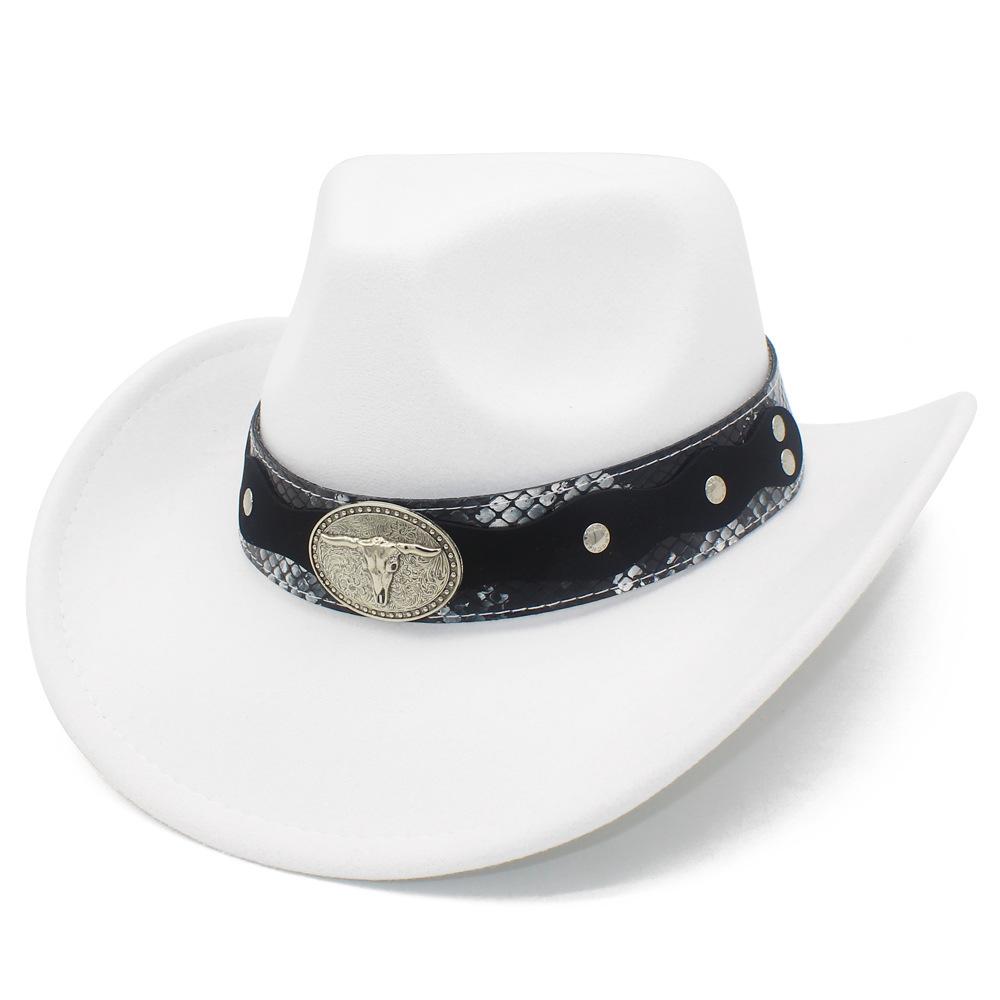 New Cow Head Belt Accessories Western Cowboy Hat Classic Retro Jazz Hat European and American Style Gentleman Hat