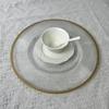 Clear Round Plastic Charger Plates, Dinner Plate with Gold Rim, Decorative Table, Wedding, Birthday, Brida, 13 Inch