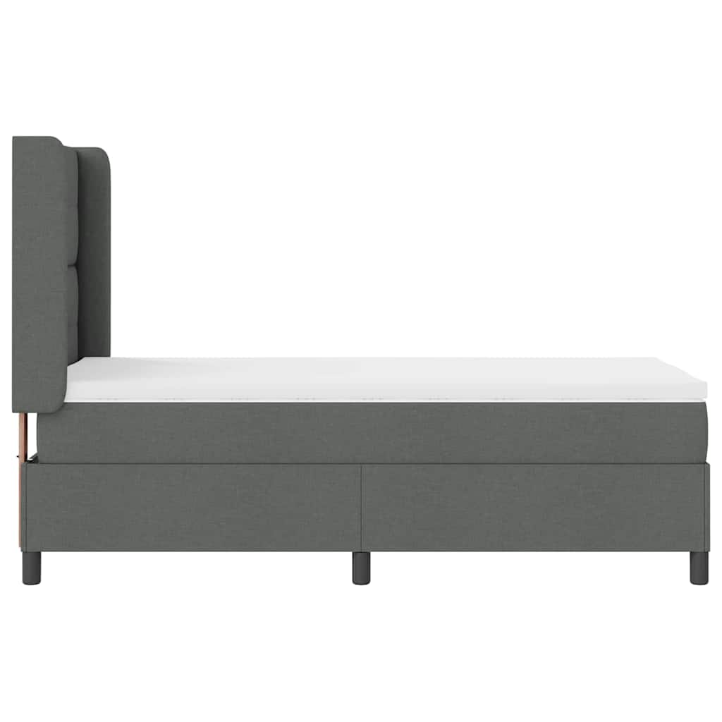 LED Boxspring Bed with Headboard Dark Grey 100 X 200 Cm Fabric
