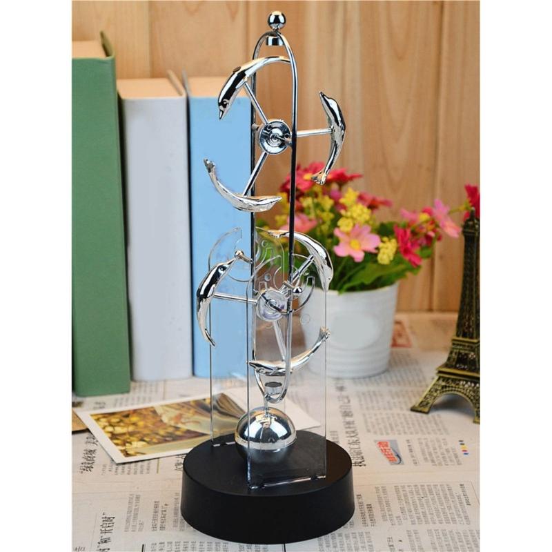 Metal and Plastic Double-Swinging Chaotic Desk Sculpture Electric Forever Motion Toy Balance Pendulum Balls