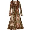 Johnature Femeie Primavara Casual Imprimeu Abstract Maneci Lungi Rochie Guler Patrat Rochie A-Line Stil Vintage