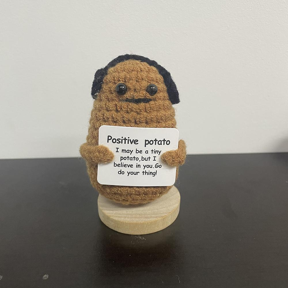 New Handmade Knitting Panda Doll With Card Ornament Home Decoration Mini Funny Positive Potatoes Room Decor Christams Gifts