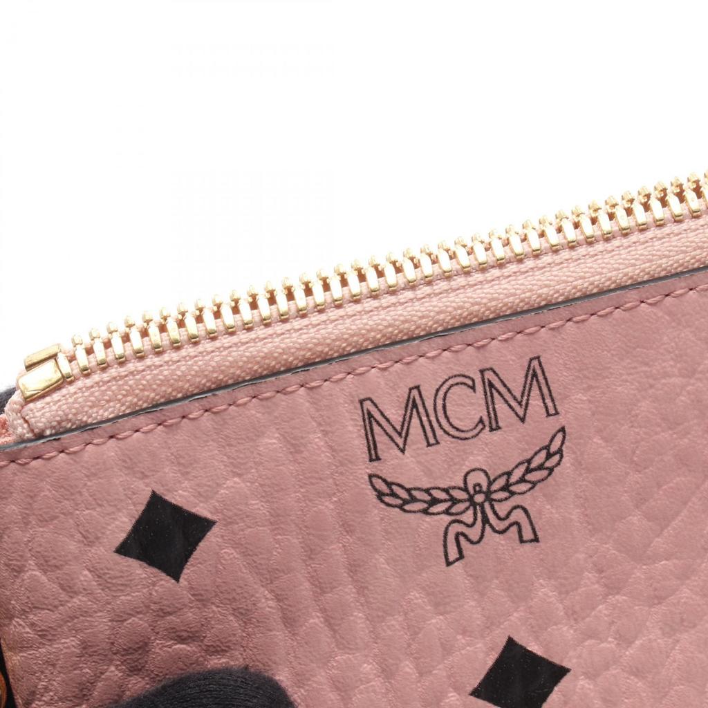 Used MCM Visetos Shoulder Pouch Shoulder Bag Leather Pink Used Women