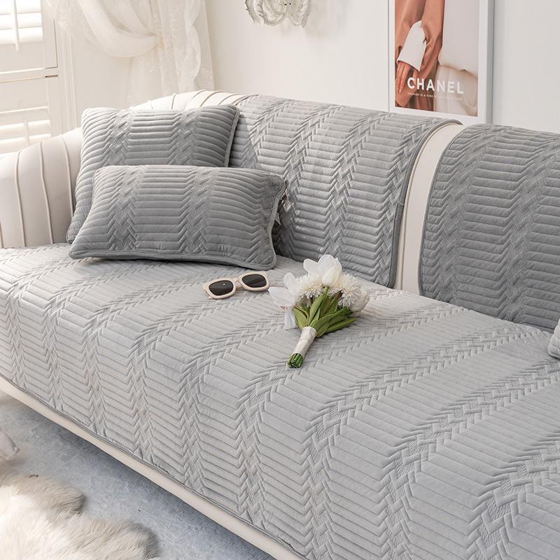 Sofa Cushion Winter Plush Padded Anti-slip Four Seasons Universal New Winter Simple Fabric Cushion.