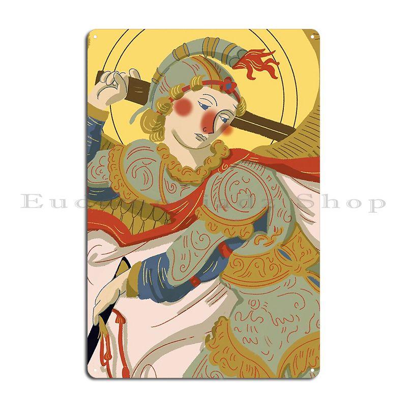 St Florian Icon Patron Saint Of Firefighters Saint Lawrence Archangel Michael Metal Wall Mural Garage Create Tin Sign Poster