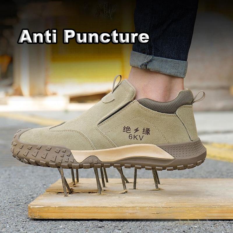 Oulylan Anti Puncture Protective Sneakers Breathable Lightweight Safety Shoes Wear Resistant No Steel Toe Work Boots For Men