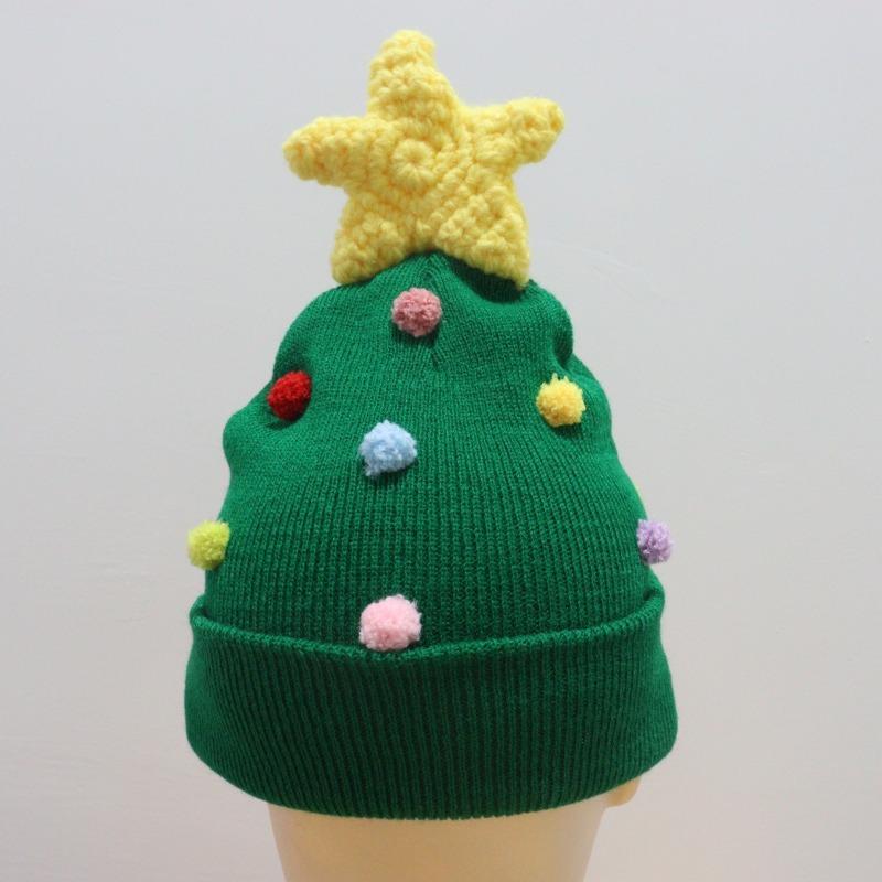

Christmas tree hat handmade wool hat cute autumn and winter warm turned knitted hat men s and women s holiday party Christmas hat one size fits all