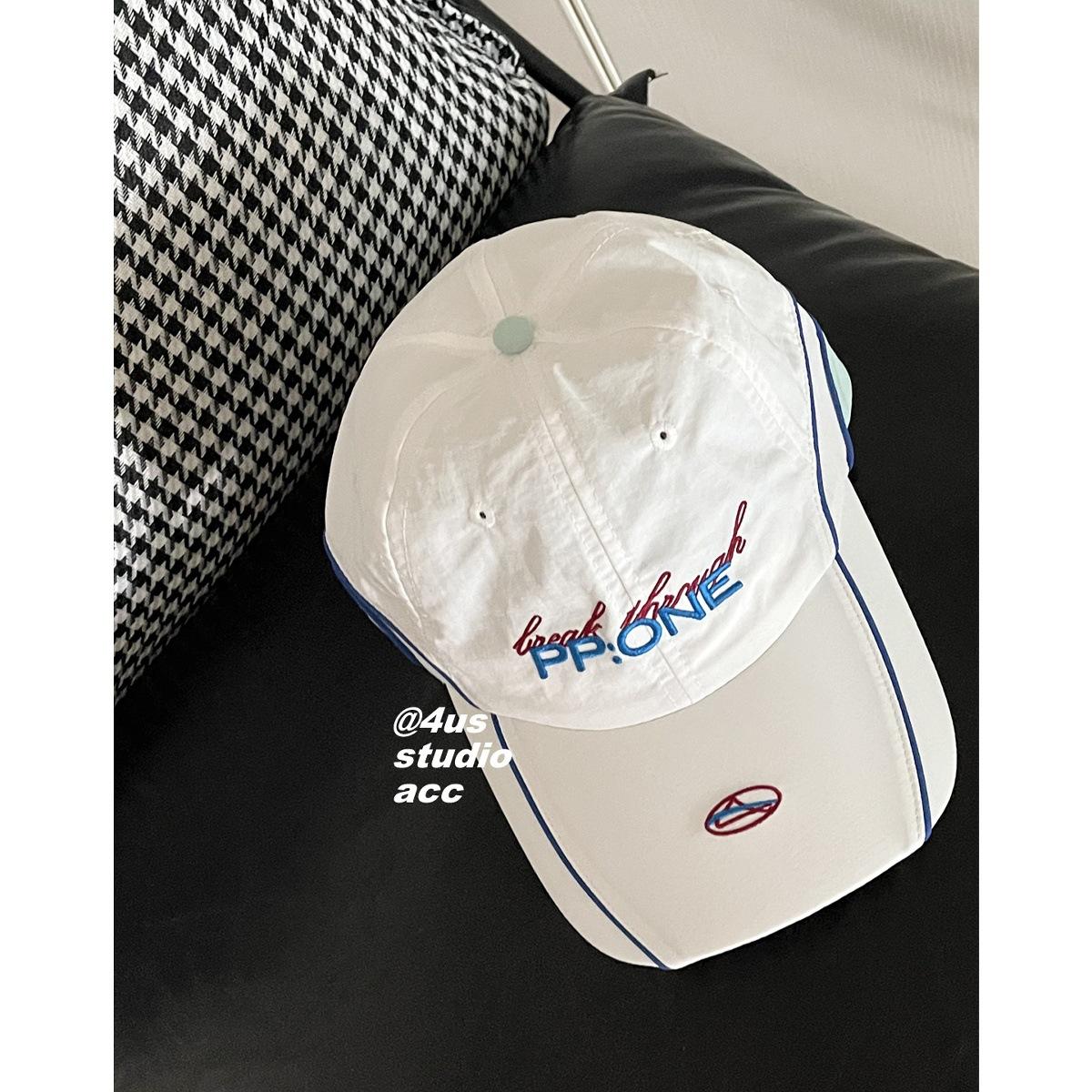 

Korean Version Quick Drying Breathable Thin Baseball Cap Women Contrasting Colors Wrapped Edges Embroidered Letters Sports Duckbill M（56—59cm） белый