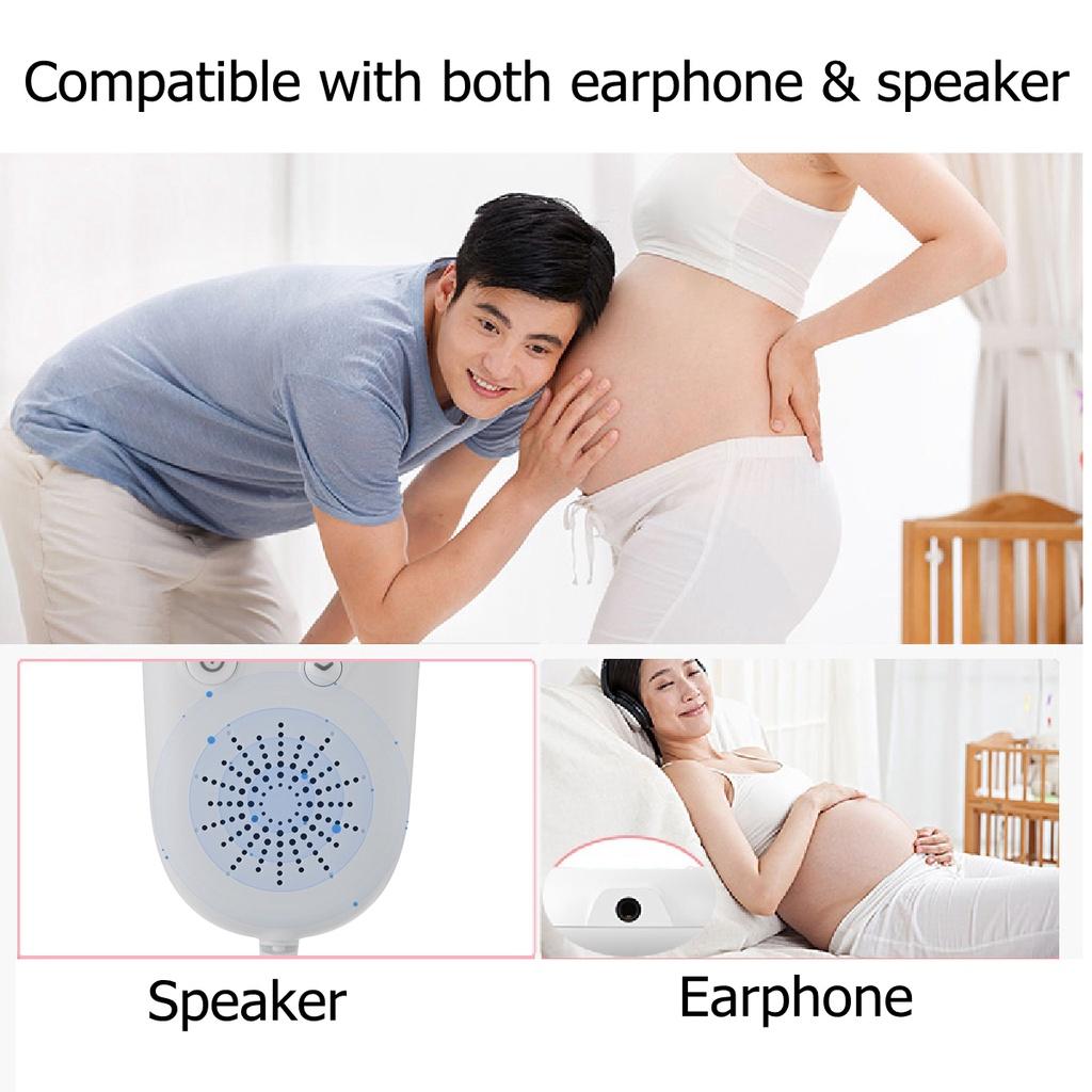 2.5MHz ABS Plastic Baby Heart Rate Monitor Pregnant Women Fetal Heart Rate Meter Household Baby Fetal Doppler Heartbeat Detector White
