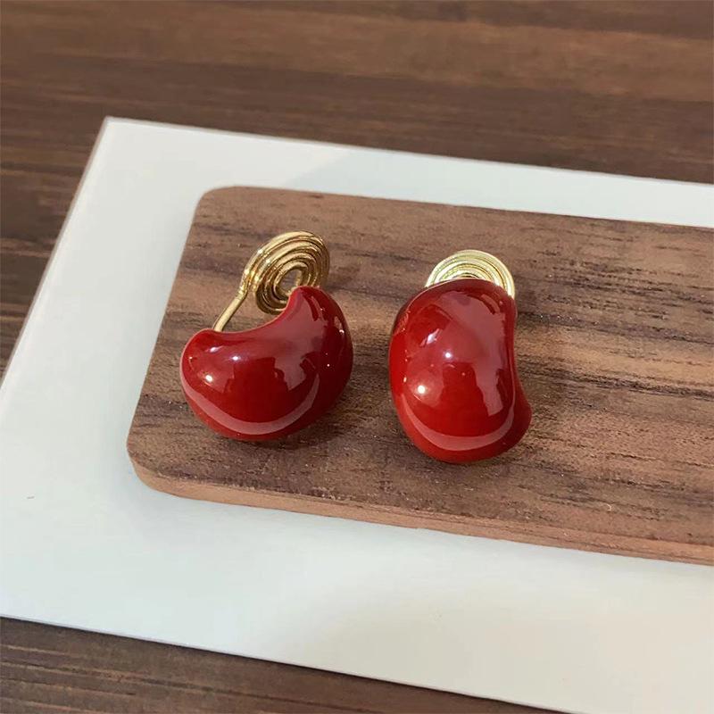 

Красный капающий маслом кафф для уха без прокола: Милые, яркие серьги C-образной формы для женщин