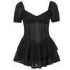 Women's Fashion Sexy Hollow Square Neck Bubble Sleeve Double Layer Dresses