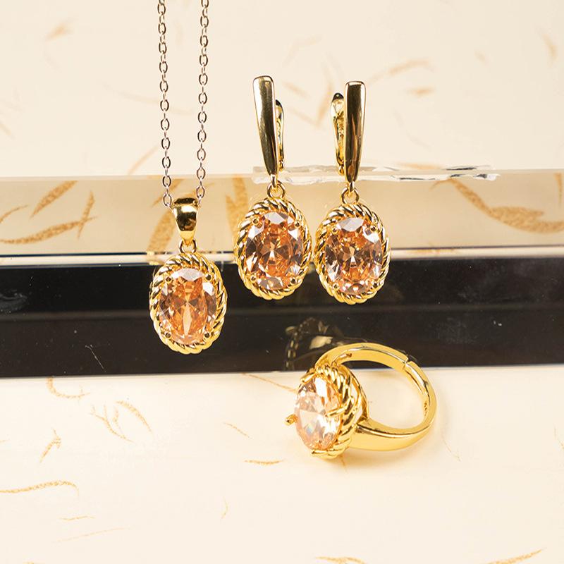 Популярные украшения из циркона, не тускнеющие, модный набор украшений, высококлассный набор из трех предметов