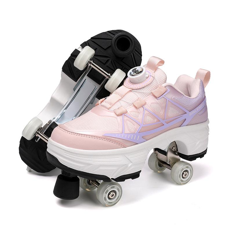 

Boys one-button shrink roller skates, adult wheeled sneakers, new models 35 (inner length 22.5cm)