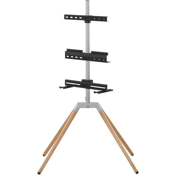 Quadpod TV-Ständer - ONE FOR ALL - Ausführung helles Holz und Metall - 360° drehbar - Für TV 32'' bis 75'' - Max. 35 kg