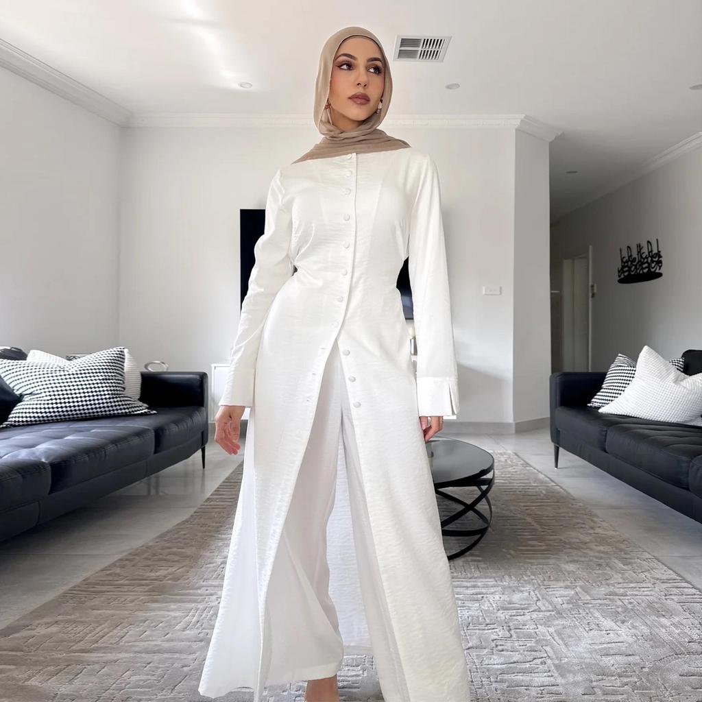 Loriya Dubai Solid Color Button Two-Piece Set LR945