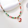 Santa Claus Christmas Tree Pendant Necklace Beads Jewelry Elegant Holiday Gift For Women’s Festive Occasion Outfits