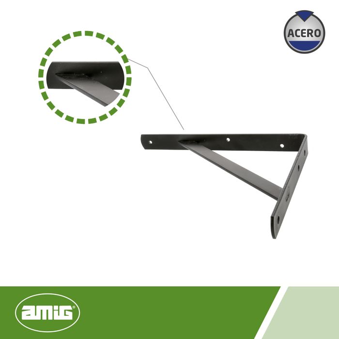 AMIG | Console Renforcée 9 | 300 X 225 Mm | Acier | Noir