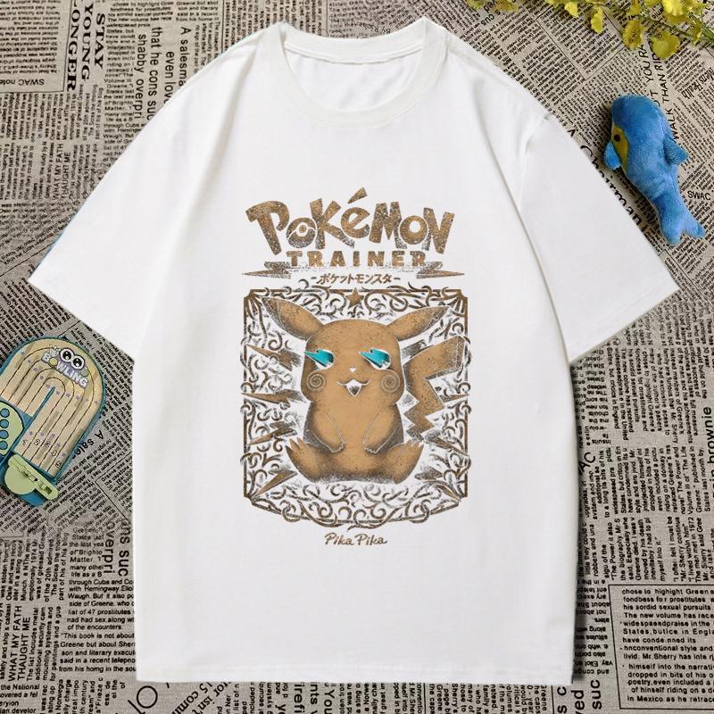 Pokémon Tshirt Mens and Womens Printed Short Sleeve Anime Cartoon Geng Gui Childrens Clothing Student Peripheral Summer