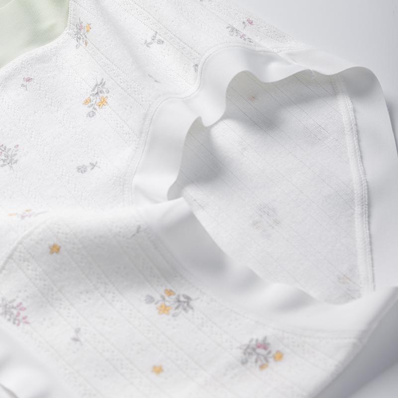 Women S Mid Waist Floral Cotton Underwear Antibacterial Long Crotch Panties
