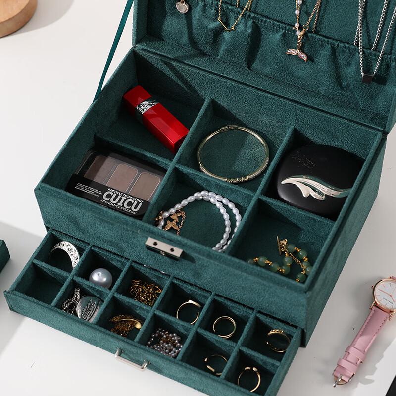 Händen TEMU 3-Layer Flannel Lockable Jewelry Box