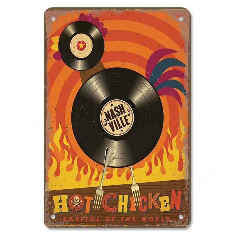 Vintage Music Posters Metal Tin Signs Retro Metal Plate Music CD Radio Guitar Singer Bar Club Wall Decor Living Room