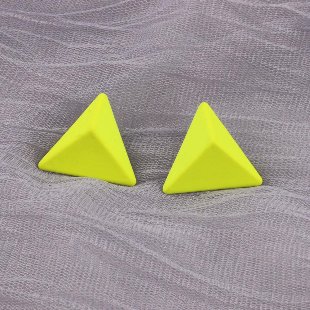 New Korean Neon Yellow Green Round Square Acrylic Stud Earrings For Women Geometric Triangle Matt Earrings Jewelry Party Gifts