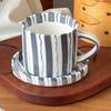 Cup Coffee Striped And Ceramic Saucer Set 5inch Elegant Pattern For Daily Beverages Ergonomic Grip Designs