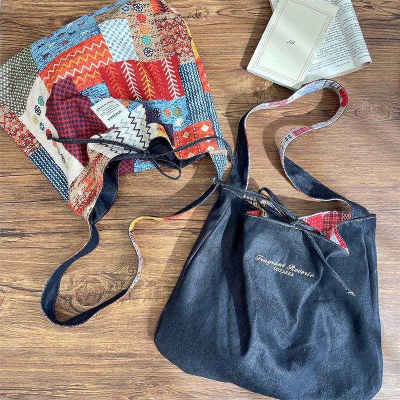 51 spring and summer new retro double-sided messenger bag shoulder bag large-capacity shopping bag