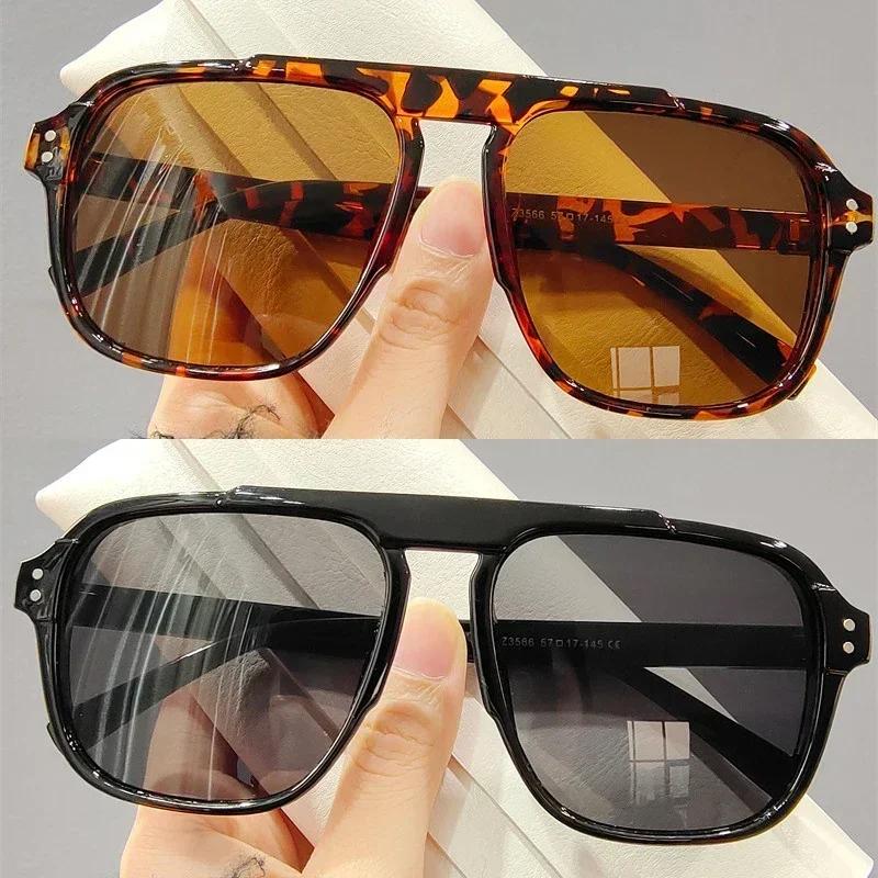 2 Pairs Square Pilot Sunglasses Men Fashion Oversized Korean Style Outdoor Shades Women Trendy Simple Solid Color Sun Glasses