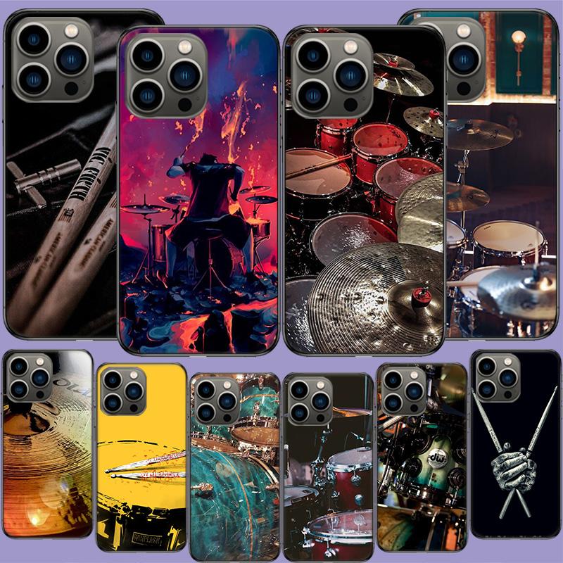 Musical Instrument Drum rock Phone Case For Apple Iphone 16E 16 17 Pro Max Air 15 Pro 14 Plus 12 13 Mini Cover Cute Fund