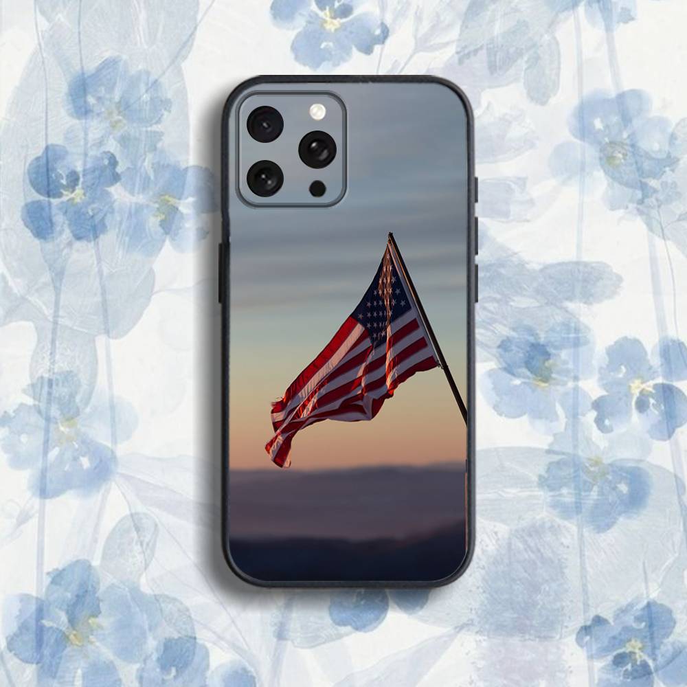 America U-USA F-Flag Phone Case For iPhone 17,16,15,14,13,12,Pro,Max,Plus,E,SE4,Air,Mini Black Soft Box