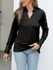 Women's White V-Neck Long Sleeve Blouse with Lace Detail, Elegant Casual Top