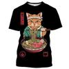 Uomo Donna Top Samurai Cartoon Animal 3D Printing Tees T-shirt streetwear a maniche corte fresca stile Harajuku divertente quotidiana
