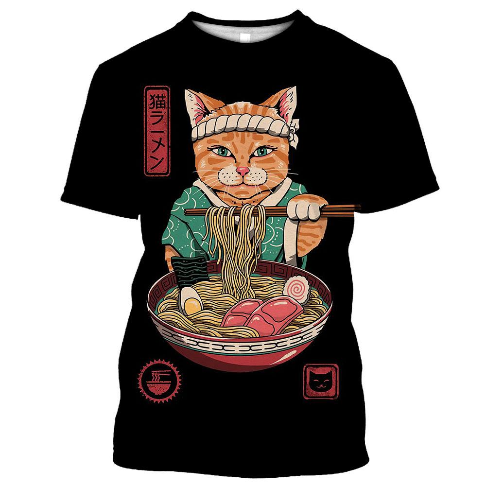 Uomo Donna Top Samurai Cartoon Animal 3D Printing Tees T-shirt streetwear a maniche corte fresca stile Harajuku divertente quotidiana