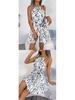 Leopard Print Ruffled Hem Halter Dress