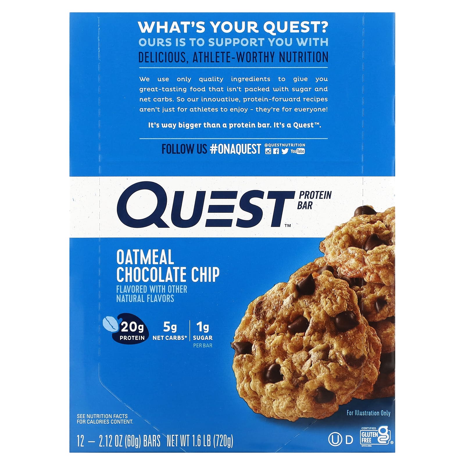 

Quest Nutrition, Батончики MRE, Вівсяне печиво з шоколадною крихтою, 12 батончиків, 2,12 унції (60 гр) кожен
