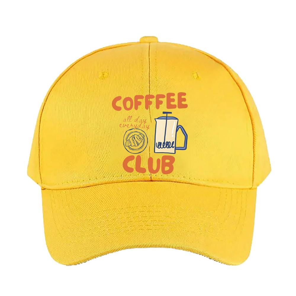 Retro Coffee Club all day everyday Caps Summer Adult Baseball Cap Adjustable with Curved Brim Duckbill Hat Protection Sun Hats