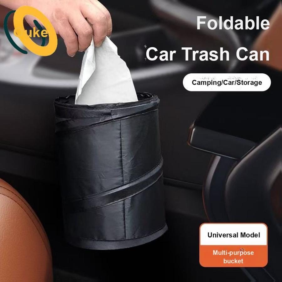 Car Folding Trash Can Vehicle Seat Organizer Camping Spiral Bucket