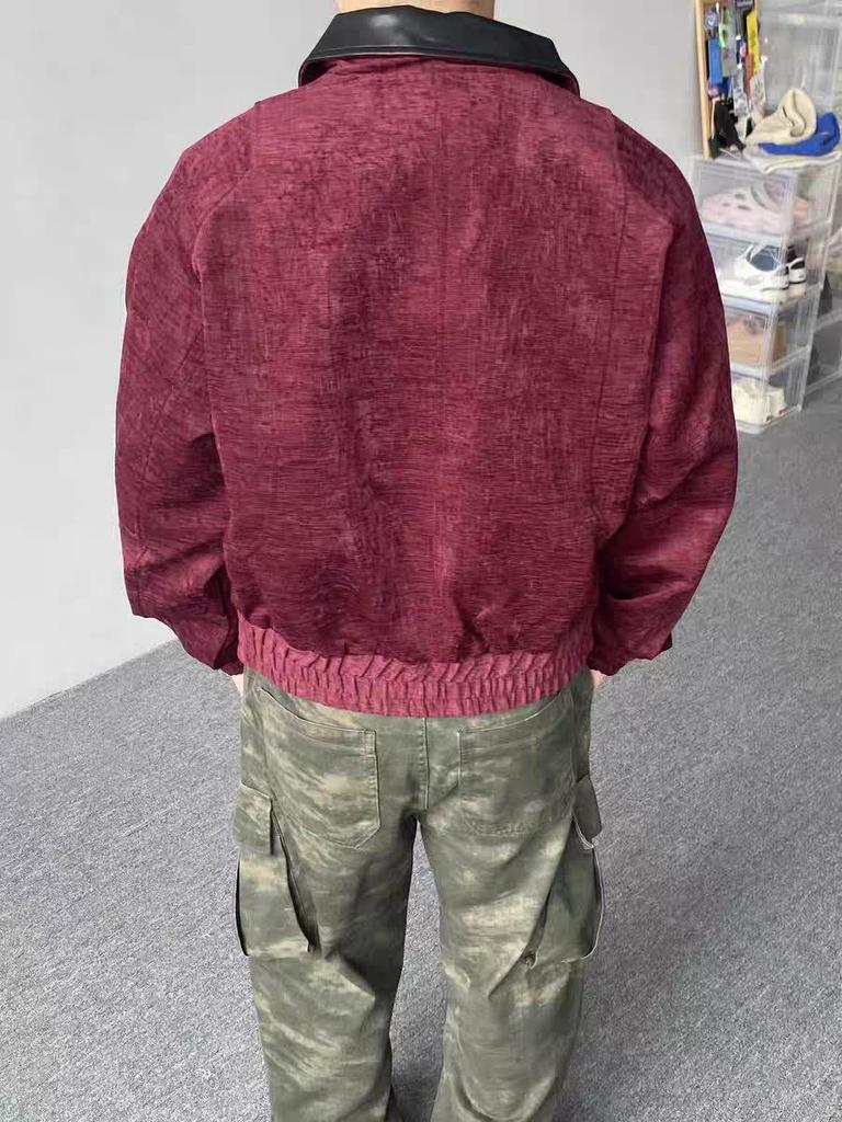 Men's 2025 American Retro Wool Lapel Jacket - Spring/Autumn Street Style Deconstructed Outerwear