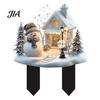 Durable Acrylic Yard Signs Santa Claus Garden Stake, Christmas Snowman Sign, 2D Decorations Flat Snowy Cottage Ornament for Lawn Pathway Holiday