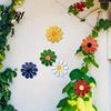 Outdoor Metal Flower Decor 6Pcs Flowers Wall Decor, Sunflower Ornament Art, Waterproof Art Hanging Decoration Garden for Outside Indoor Patio,