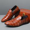 Men's Leather Shoes with British Style Stone Pattern Business Leather Shoes and Formal Shoes Men Loafers