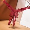 Sexy Hollow Out Butterflies Shape Thong Low-rise Massage Faux Pearls Crotch See-through Briefs Solid Color
